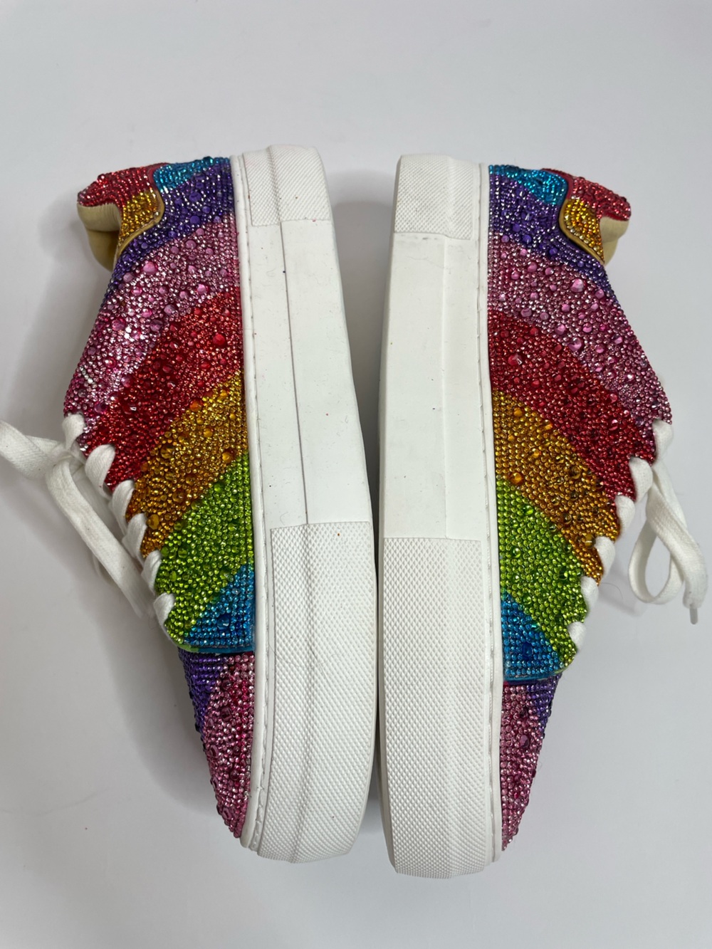 Betsey Johnson | Sidny Rhinestone Rainbow Pride Platform Sneakers Size 8.5 - Picture 8 of 15